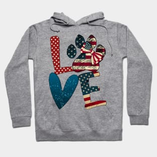 Flag American Love Dog Paw Hoodie